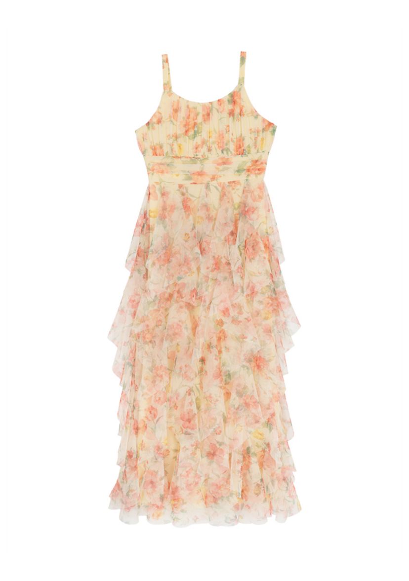 rare editions embroidered mesh dress Maison Ava Girls Delphine Embellished Tulle Dress in Ivory main image 1