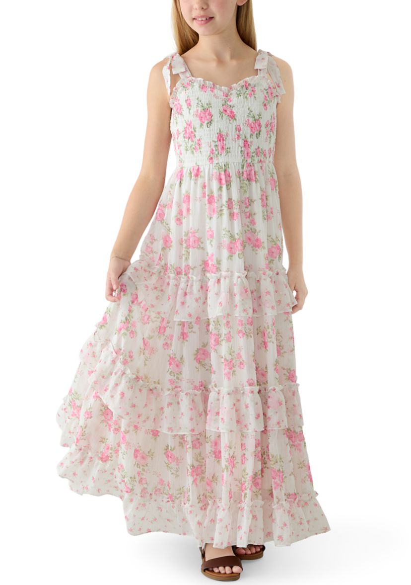 slim fit dress slacks A LITTLE LACEY AVA GIRLS FLORAL MAXI DRESS