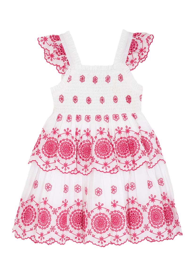 Rare Editions Girls 7-16 Pink Tiered Eyelet Dress | Belk