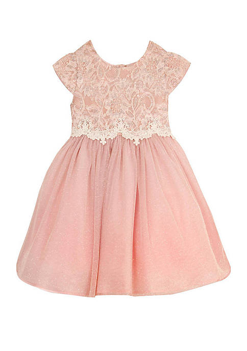 Rare Editions Girls 7-16 Blush Glitter Lace Dress | belk