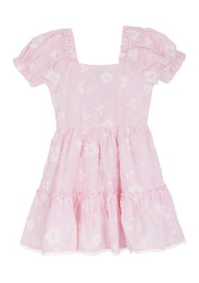 Rare Editions Girls 7-16 Floral Striped Dress, Pink, 10