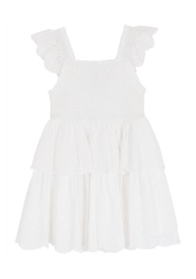 Rare Editions Girls 7-16 Tiered Eyelet Dress, White