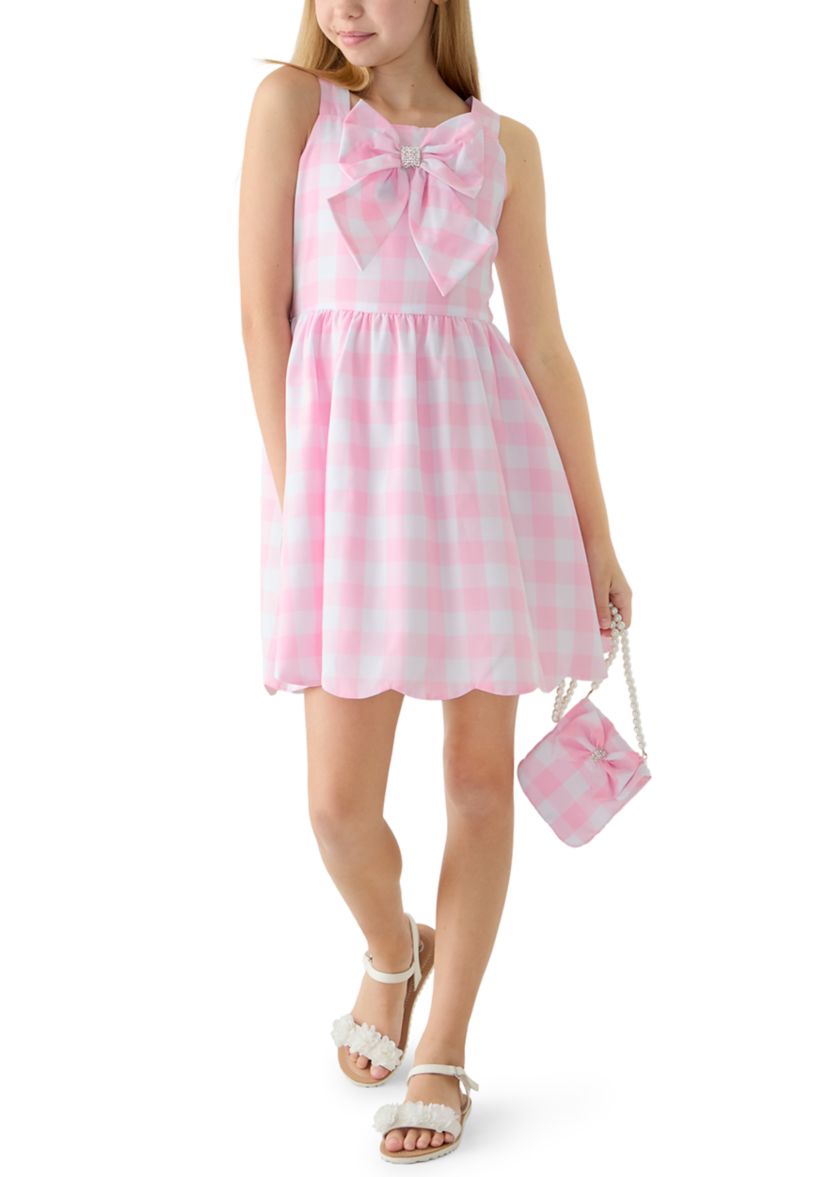 girls pink gingham dress Baby And Toddler Girls Mix And Match Sleeveless Gingham Knit Tiered Dress -  PINK