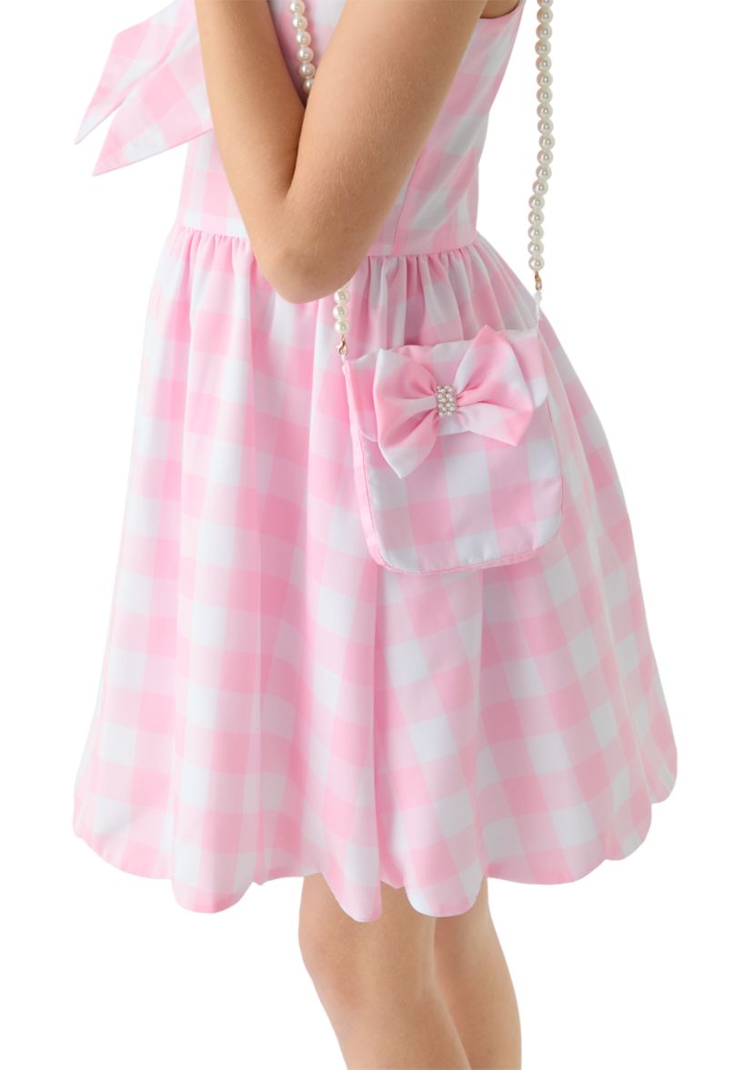 kawaii pink gingham dress Shirred Mini  Sour Puff Shop flare shape Pink Gingham Precious Moment Sunflower