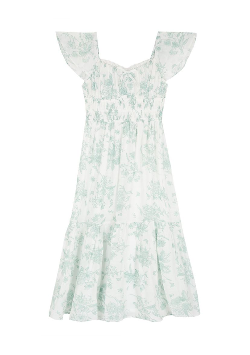 Rare Editions Girls 7-16 Green Toile Maxi Dress | Belk