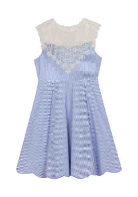 Rare Editions Girls 7-16 White Gauze 3pc Shrug Tank Blue Floral Skirt Set 