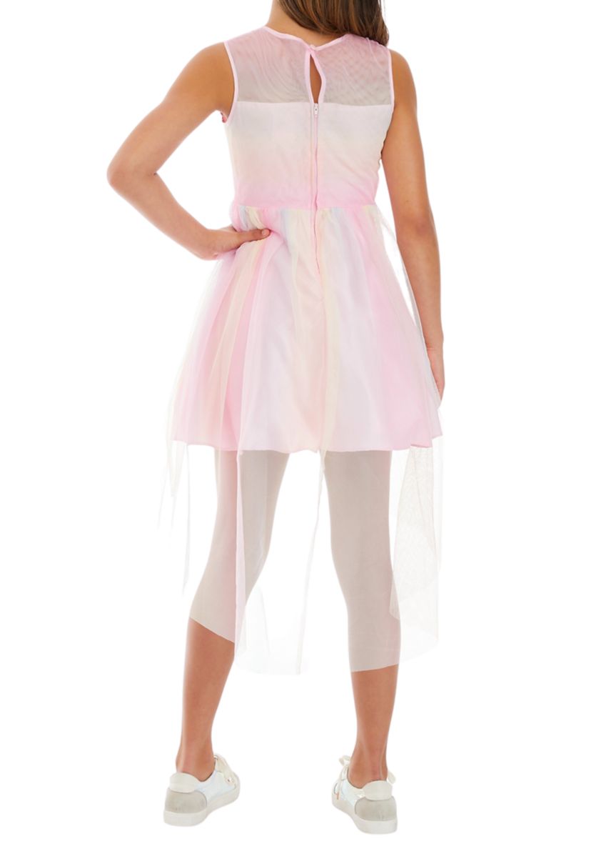 Girls 7-16 Rainbow Bright Mesh High Low Dress 