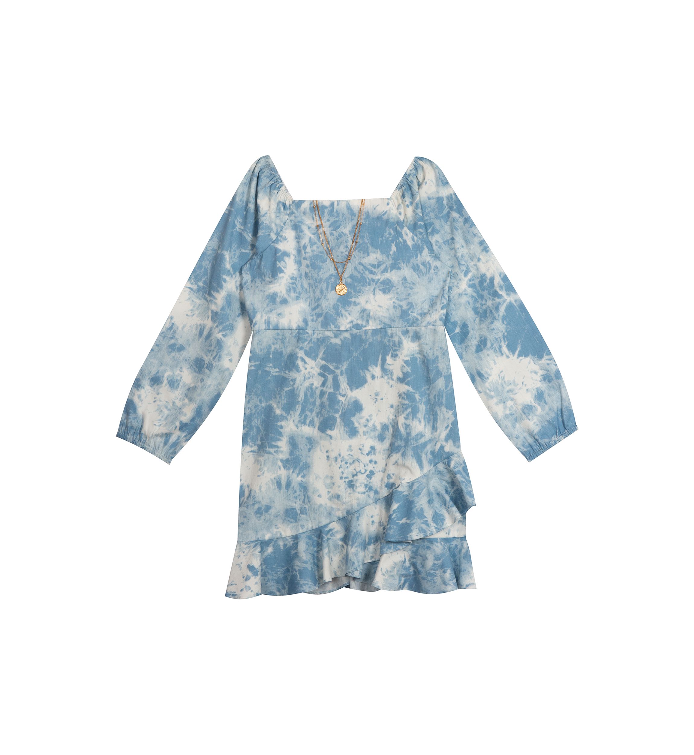 Girls 7-16 Square Neck Tie Dye Ruffle Hem Top 