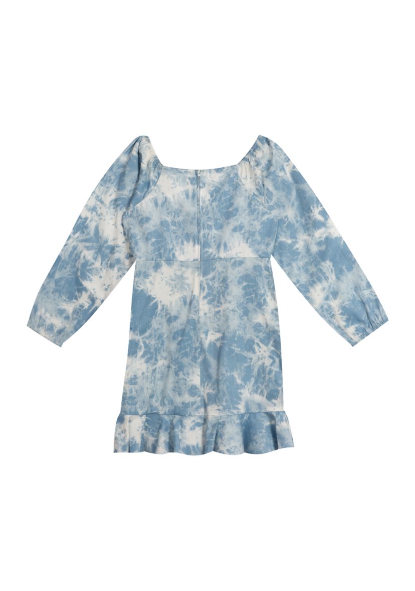 Girls 7-16 Square Neck Tie Dye Ruffle Hem Top 