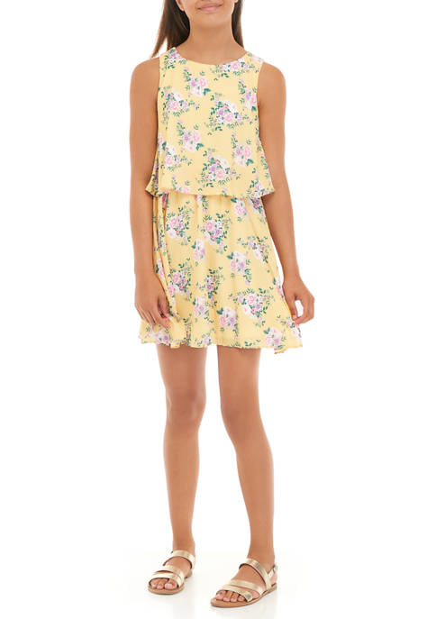 Rare Editions Girls 7-16 Floral Popover Printed Dress