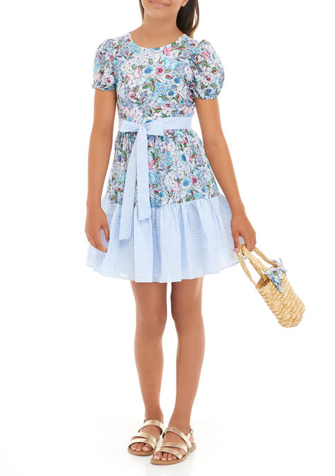 Rare Editions Girls 7-16 Mixed Media Dress with