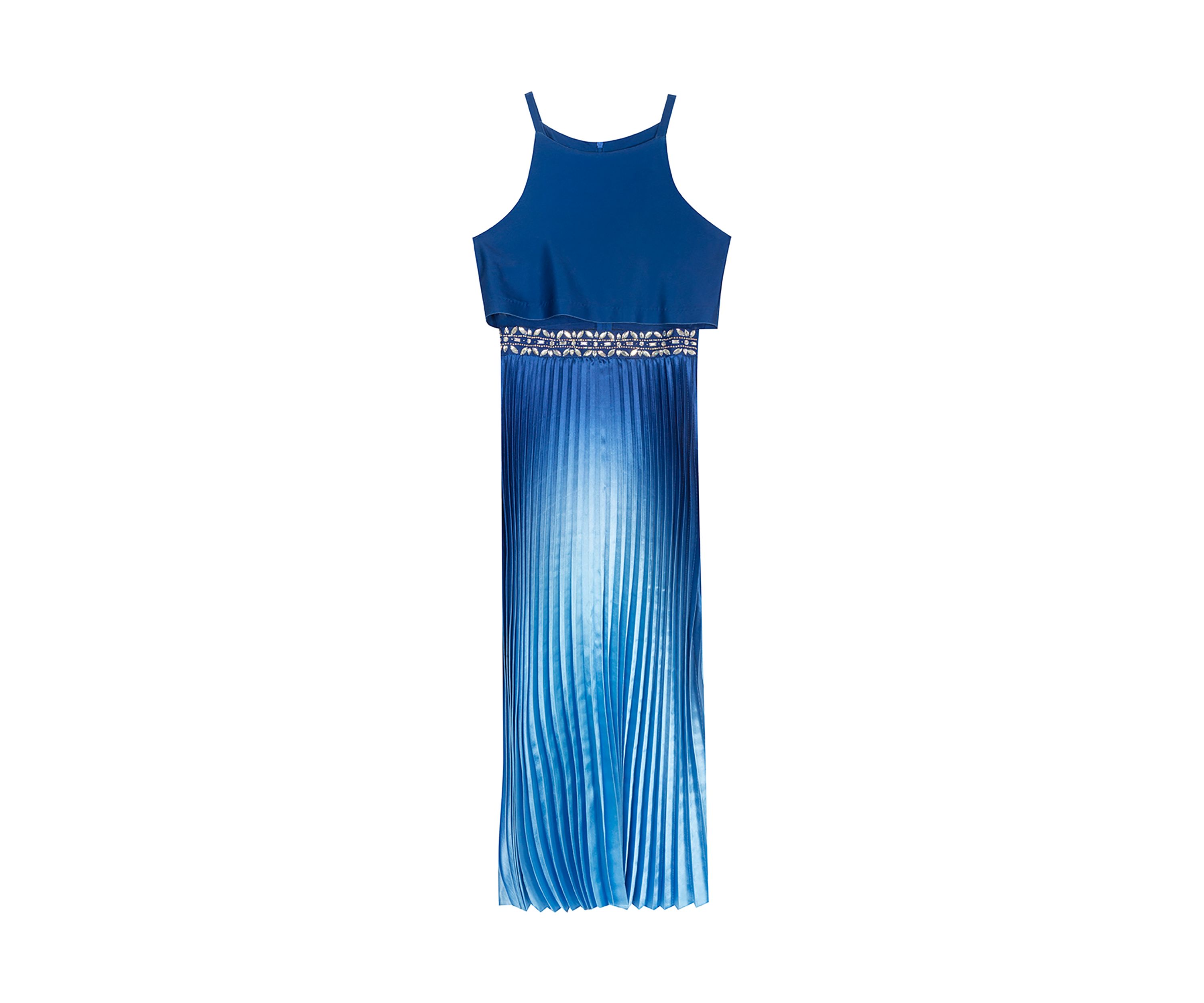 Girls 7-16 Scuba Halter to Pleated Maxi Dress