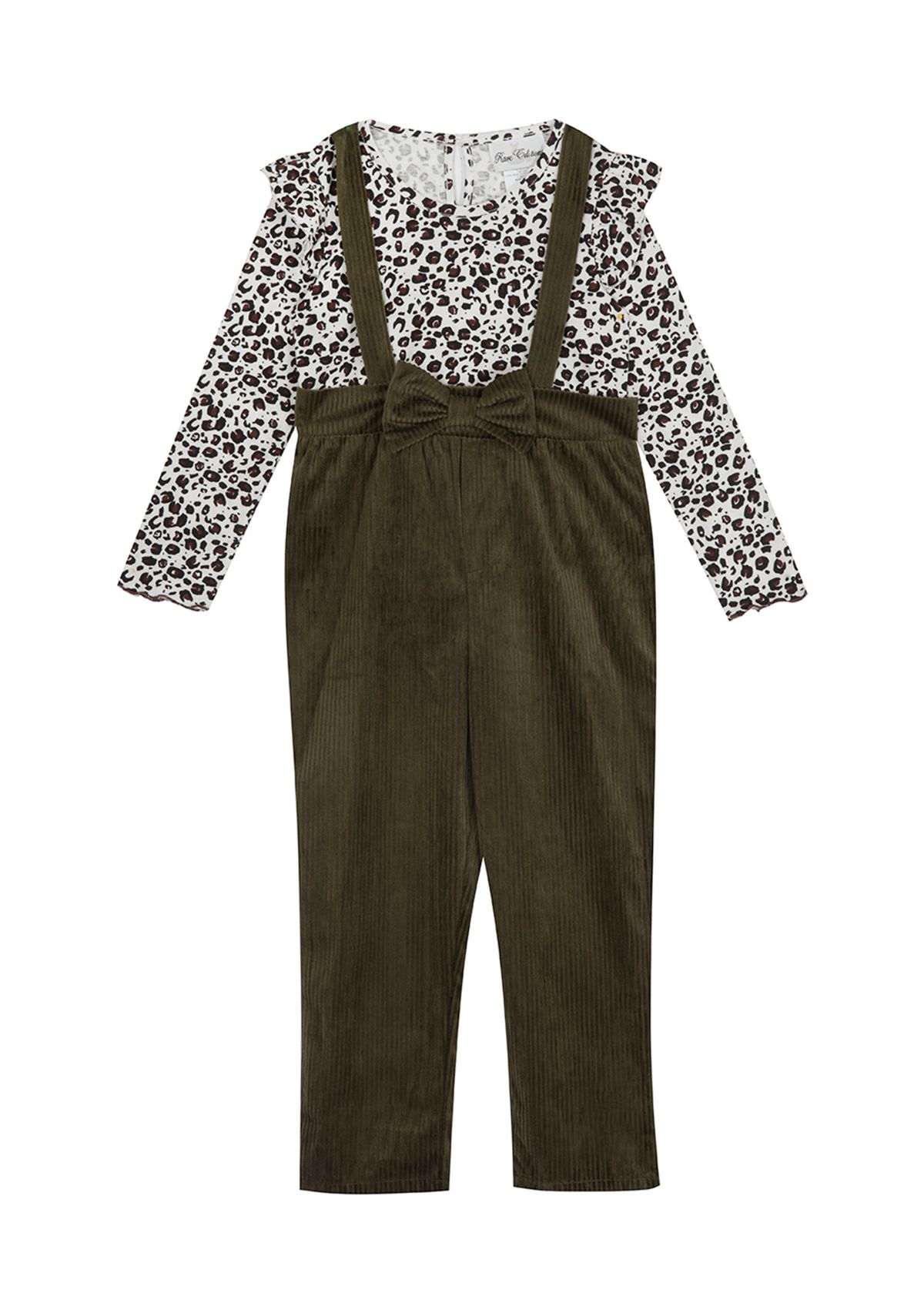 Girls 4-6x Corduroy Bow Animal Overall Set