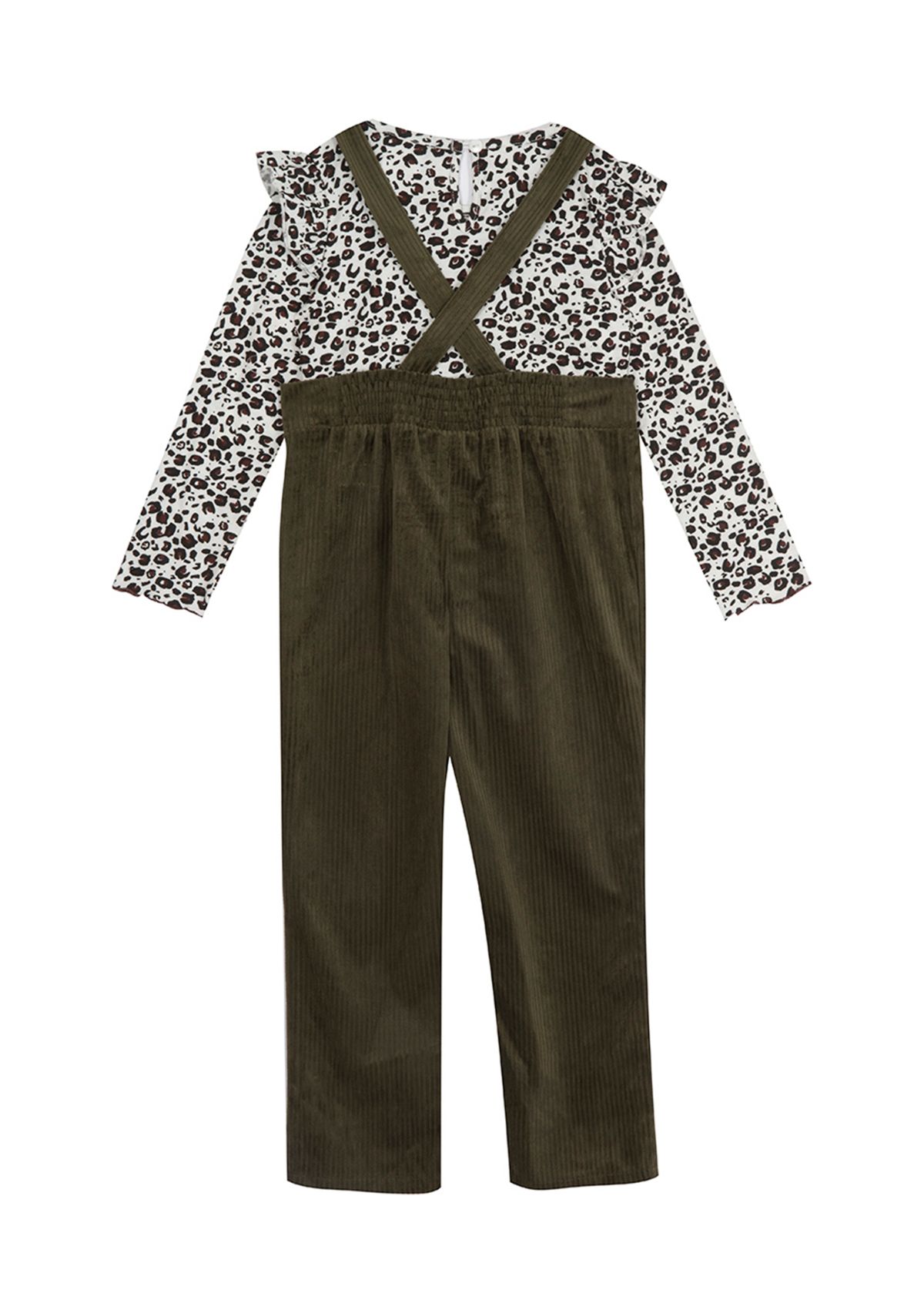 Girls 4-6x Corduroy Bow Animal Overall Set