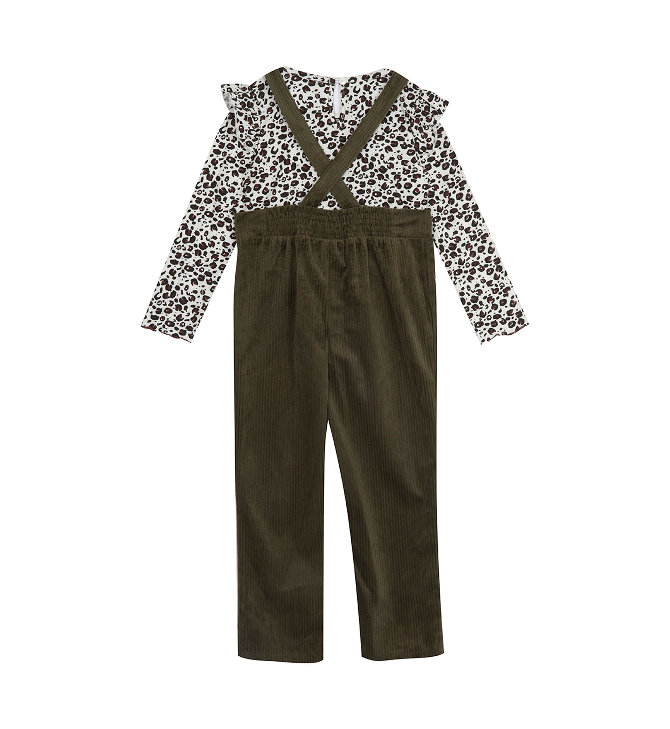 Girls 4-6x Corduroy Bow Animal Overall Set