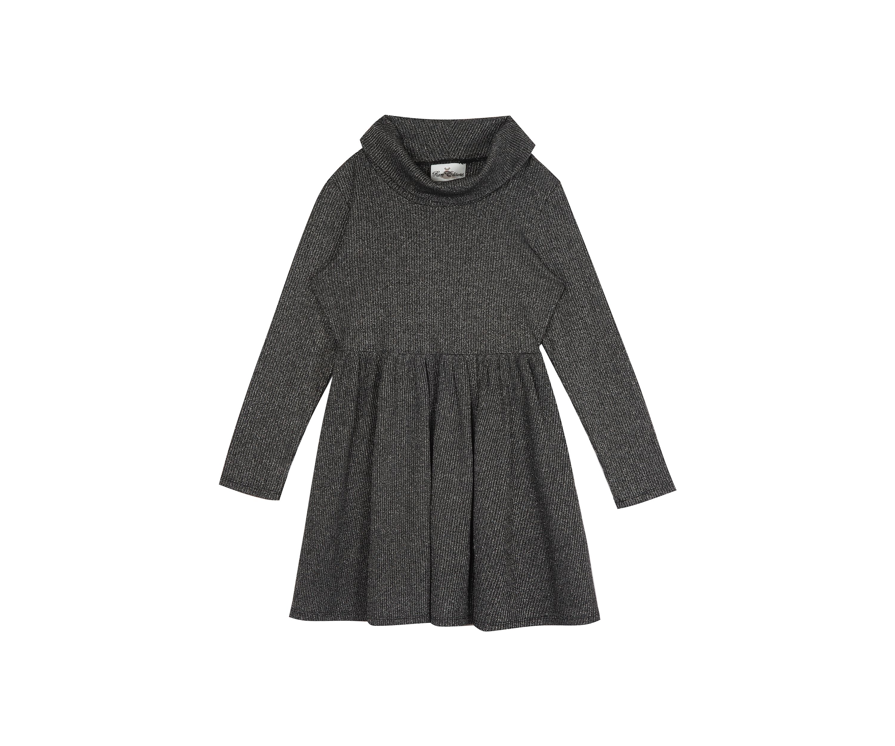 Girls 4-6x Foil Rib Knit Dress with Animal Print Vest 