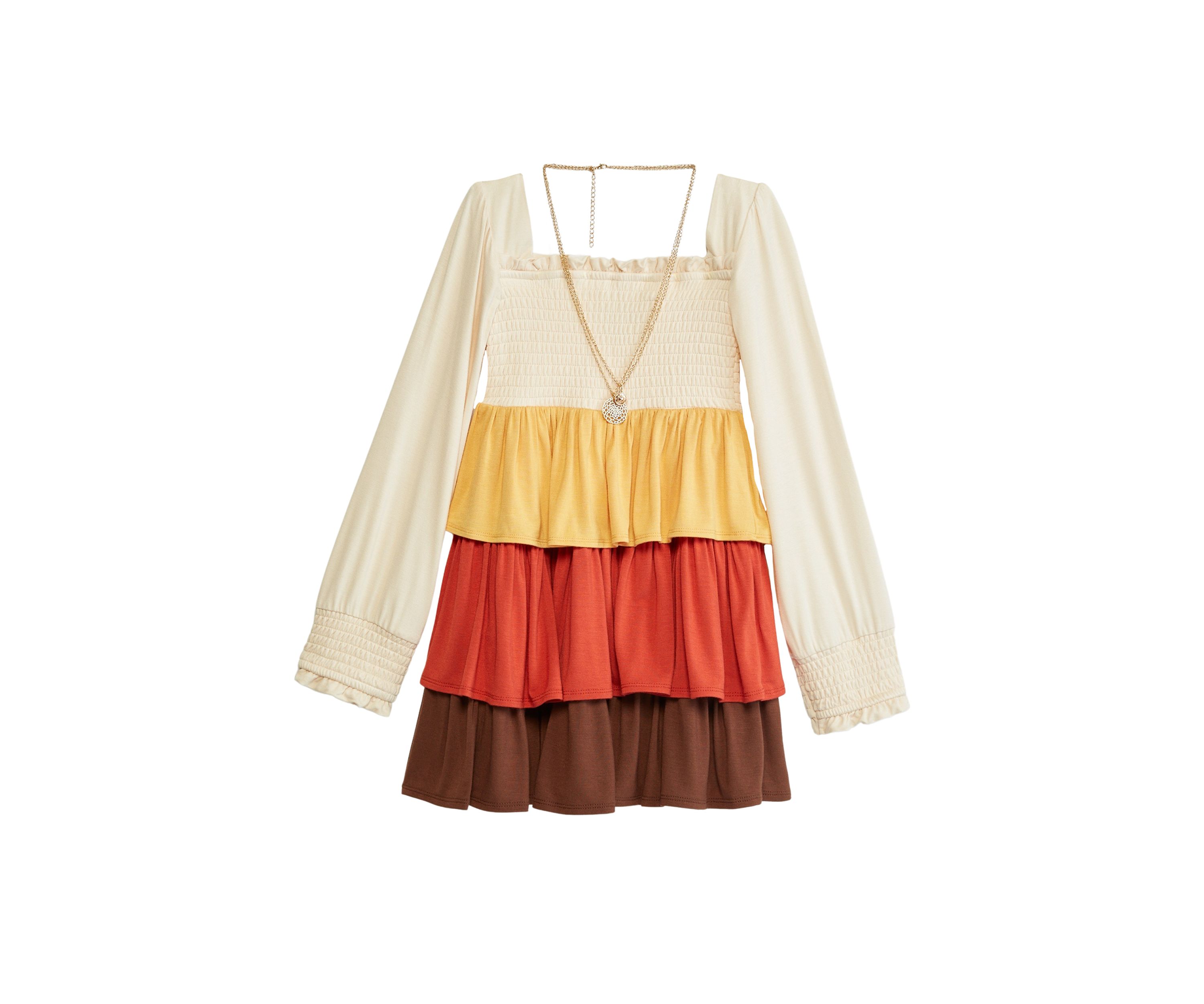 Girls 4-6x Color Blocked Peasant Dress
