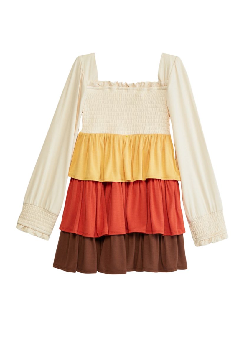 Girls 4-6x Color Blocked Peasant Dress