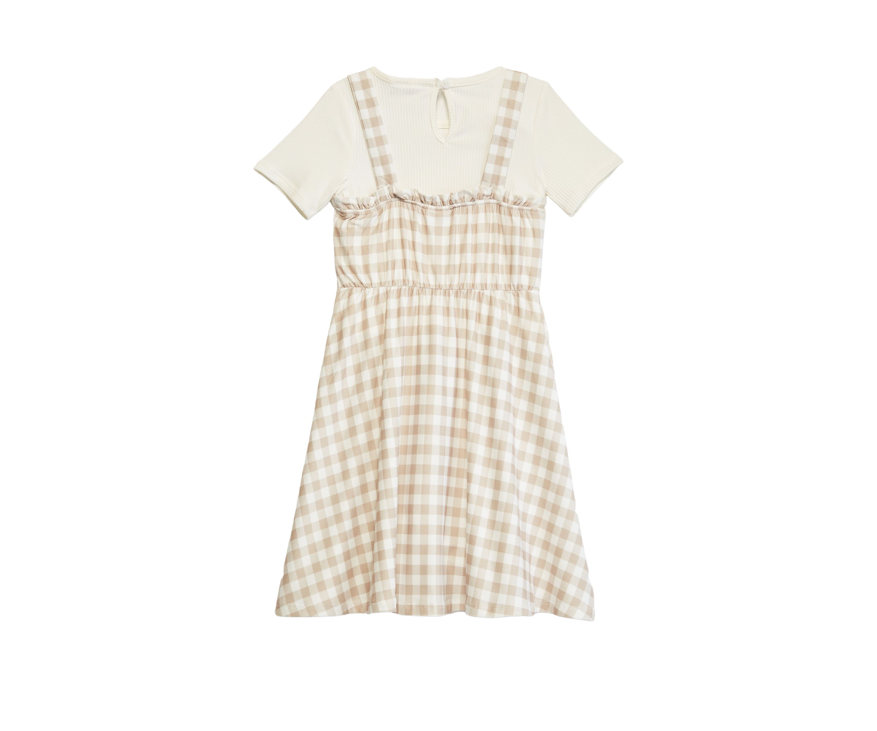 Girls 4-6x Gingham Jumper Dress with Hair Tie
