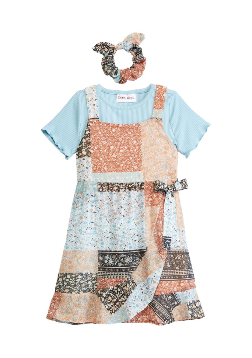 Girls 4-6x Jumper Dress Set with Hair Tie