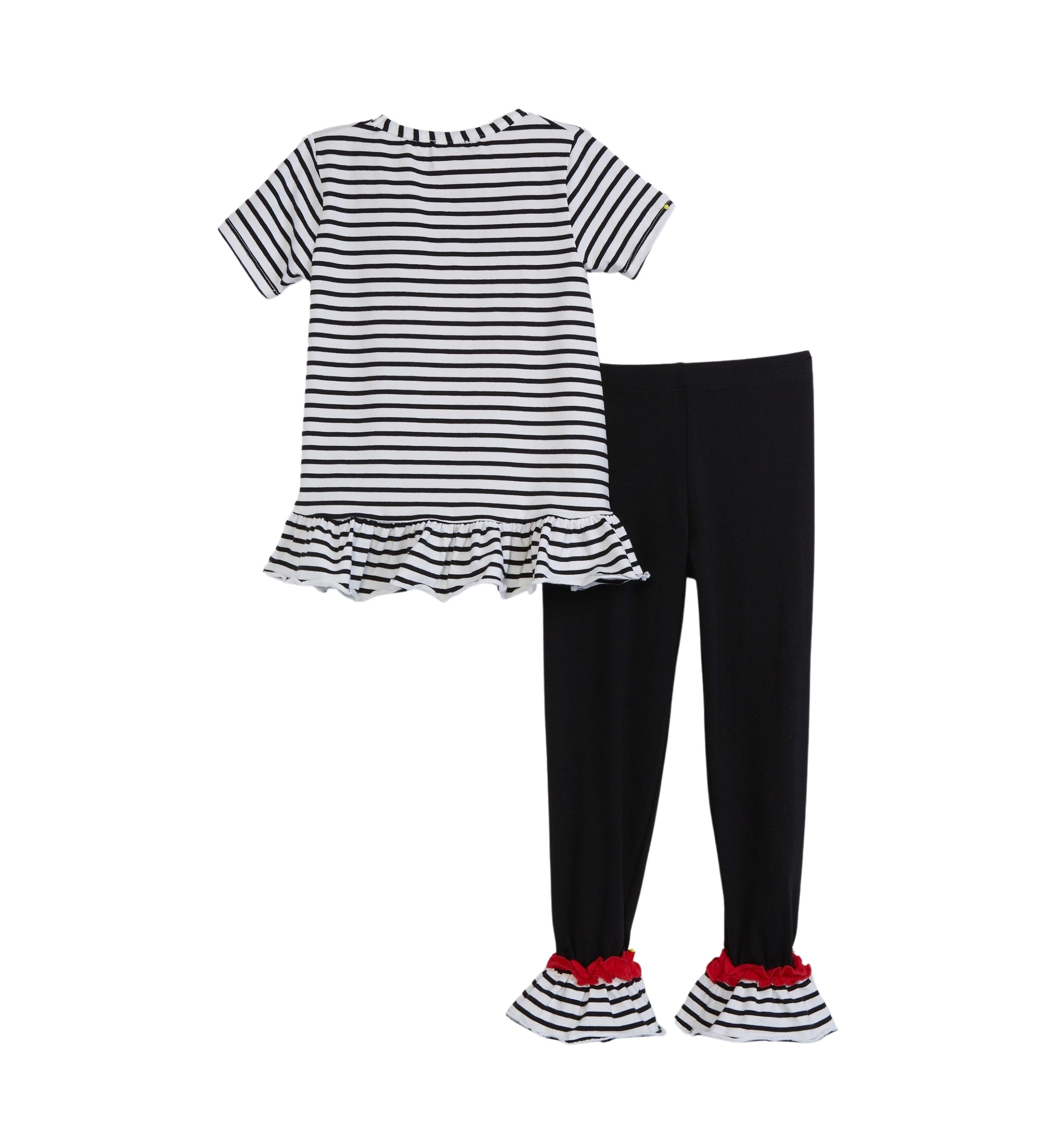 Girls 4-6x Stripe Knit Apple Appliqué Top and Solid Leggings Set