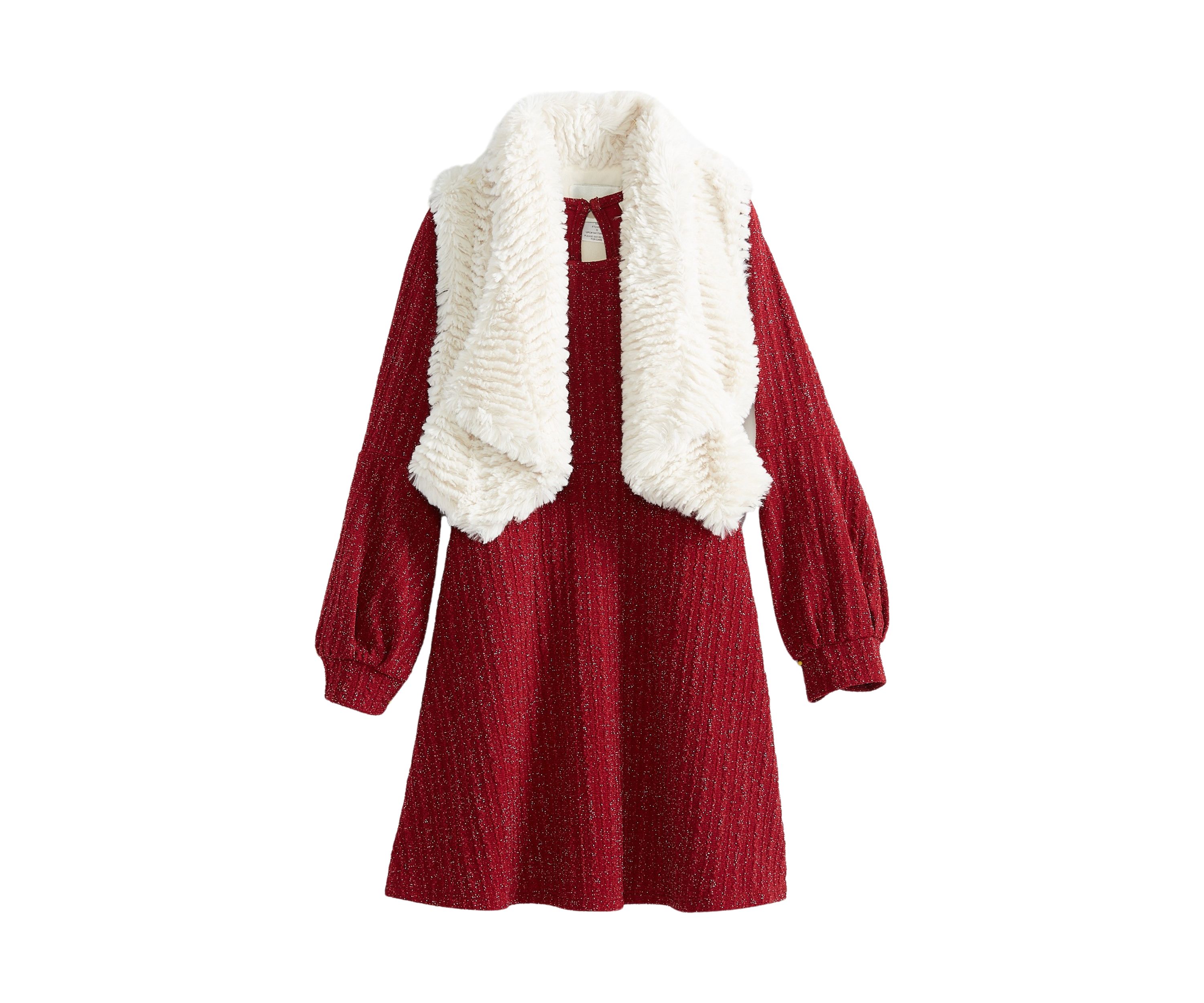 Girls 4-6x Dress with Faux Fur Vest