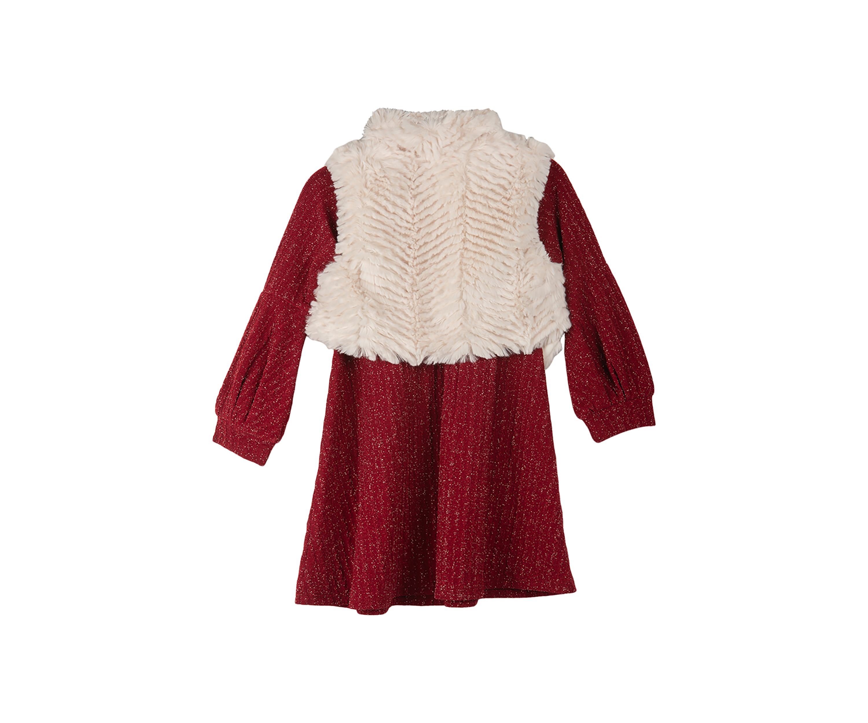 Girls 4-6x Dress with Faux Fur Vest
