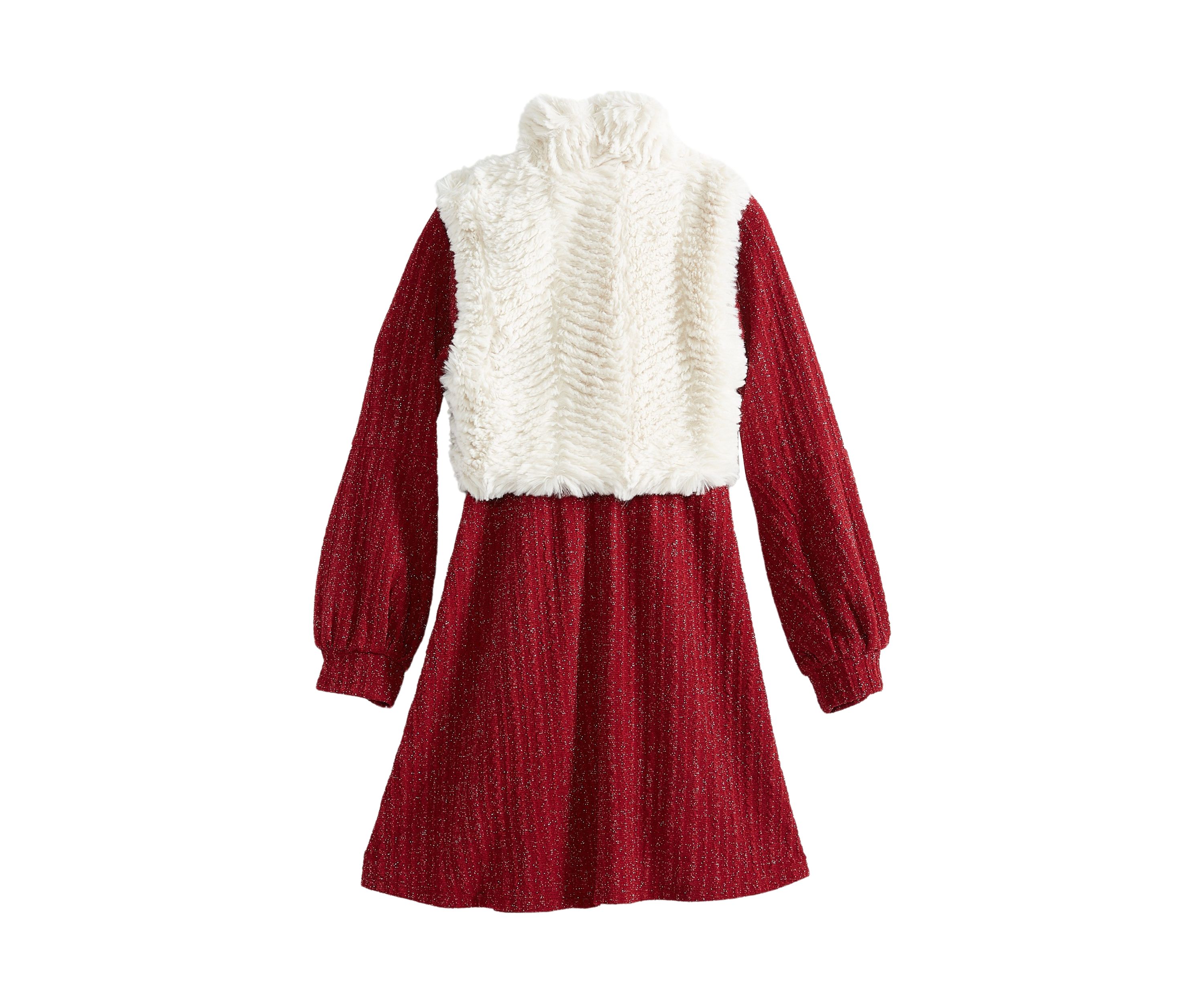 Girls 4-6x Dress with Faux Fur Vest