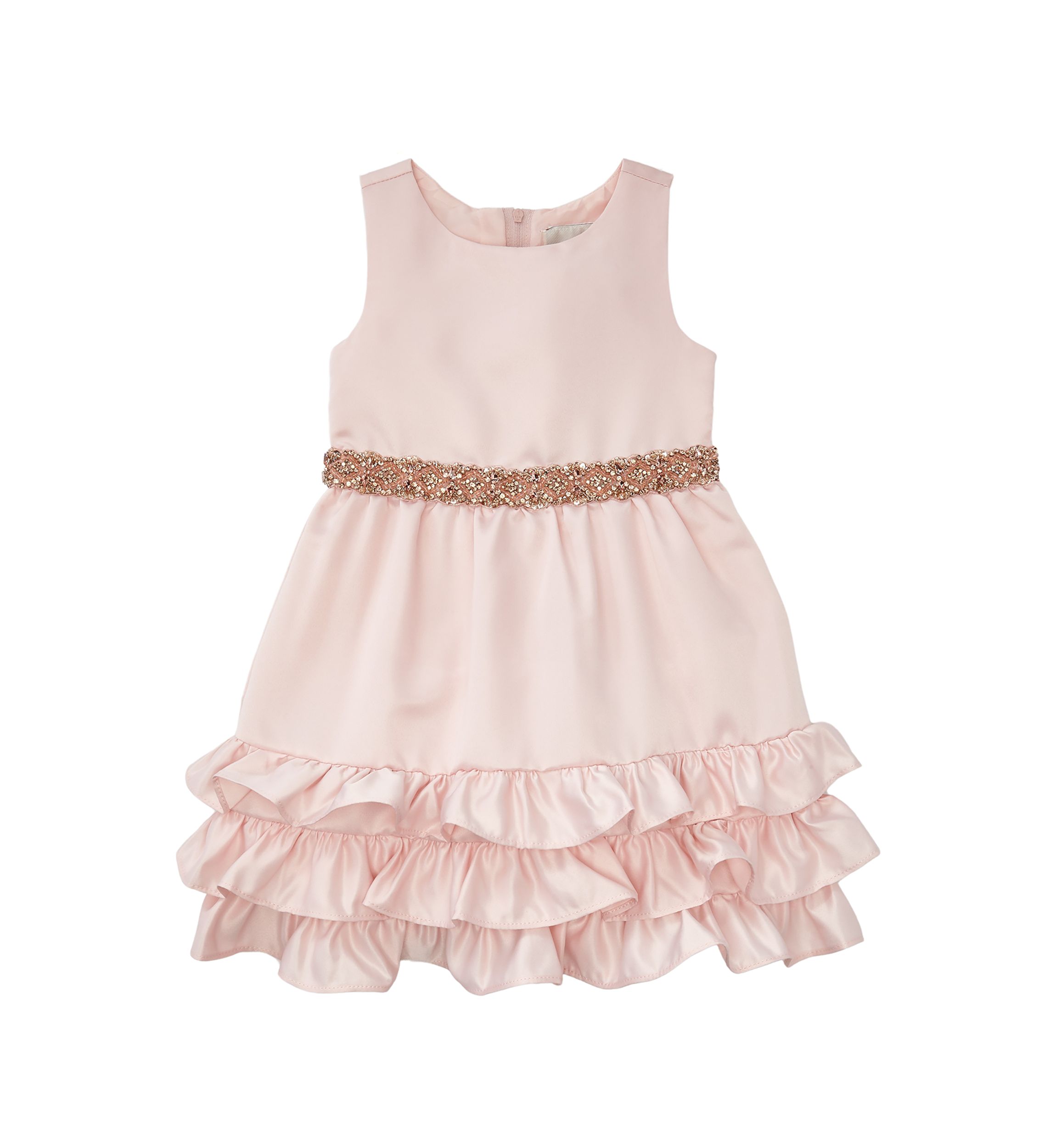 Girls 4-6x Satin Sleeveless Bodice to Ruffle Skirt Dress