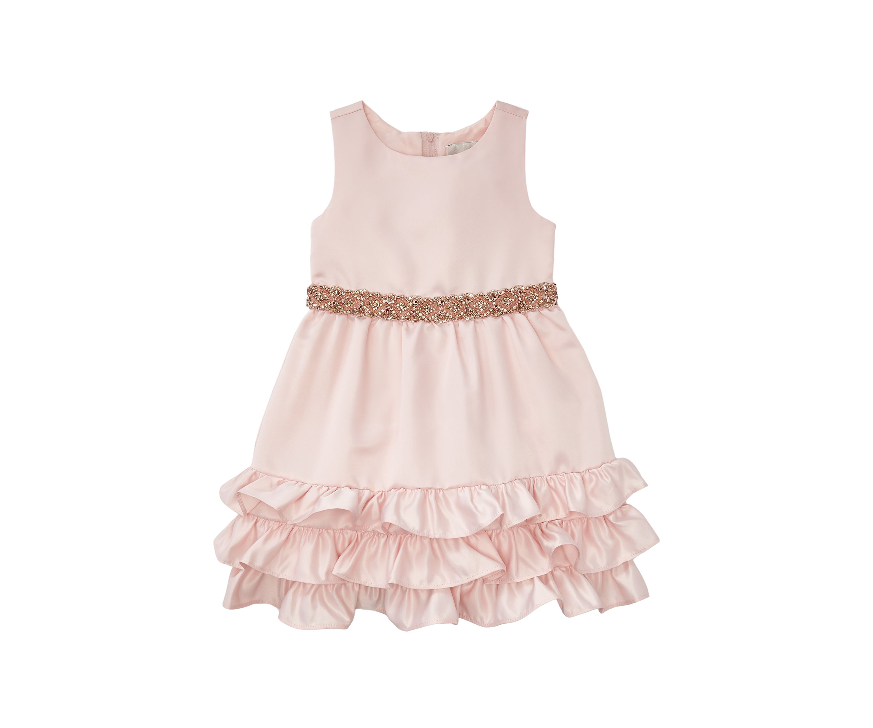 Girls 4-6x Satin Sleeveless Bodice to Ruffle Skirt Dress