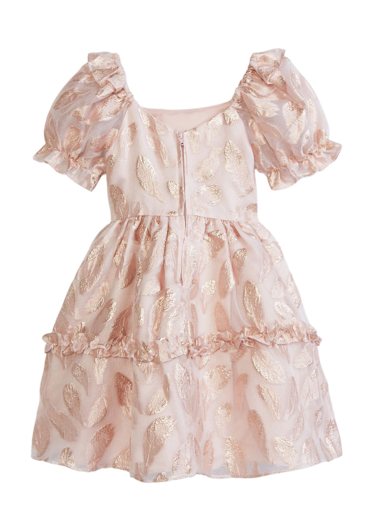 Girls 4-6x Raglan Puff Sleeve Burnout Dress