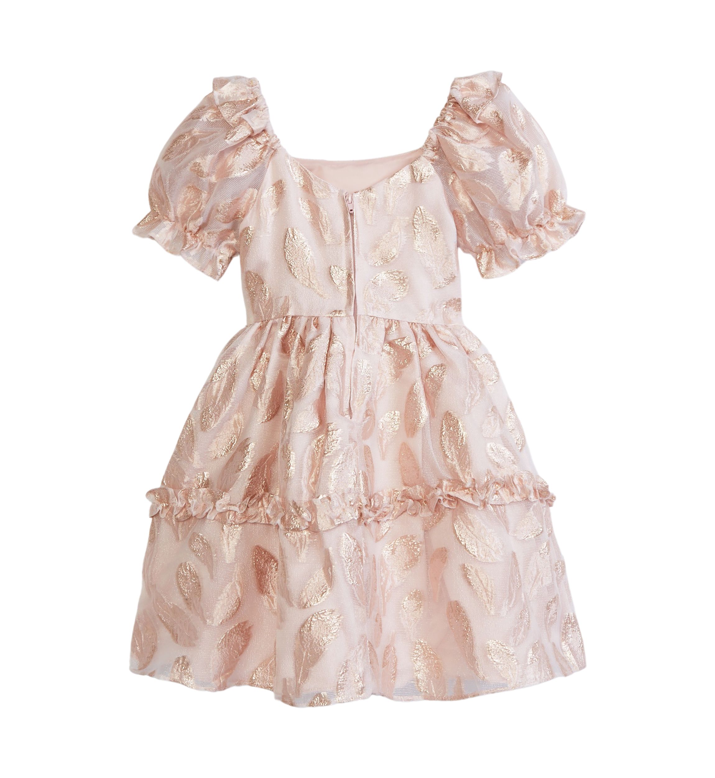 Girls 4-6x Raglan Puff Sleeve Burnout Dress
