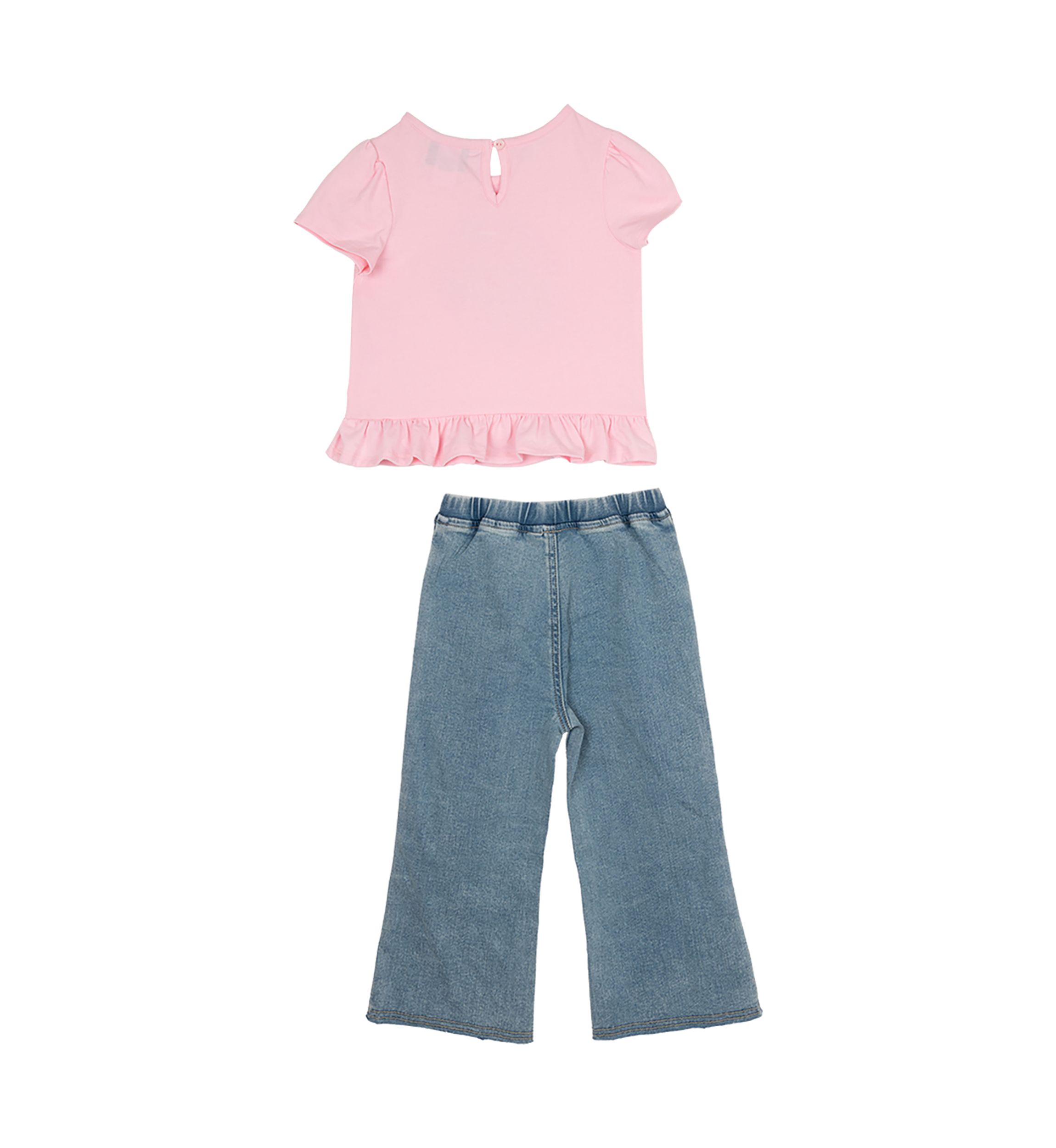 Girls 4-6x Knit Smiley Graphic Appliqué Top with Denim Pants Set