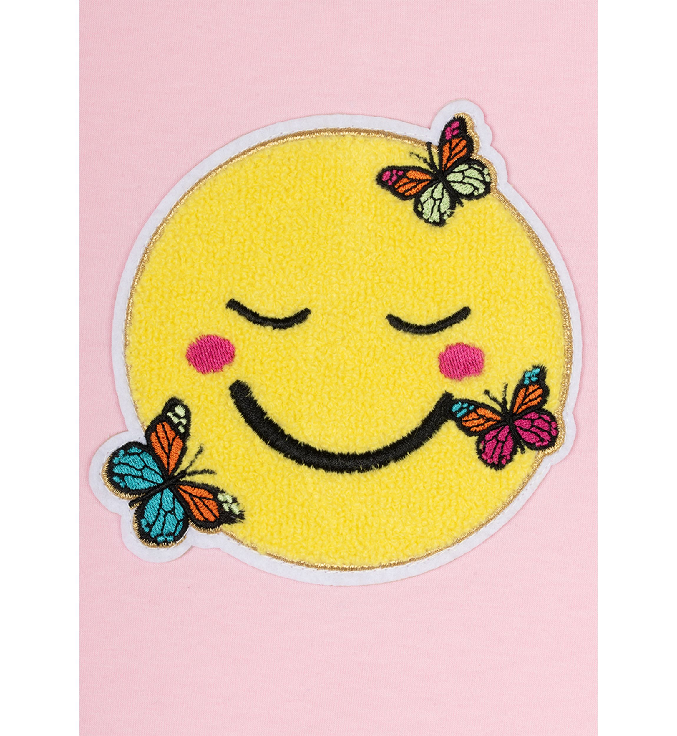 Girls 4-6x Knit Smiley Graphic Appliqué Top with Denim Pants Set