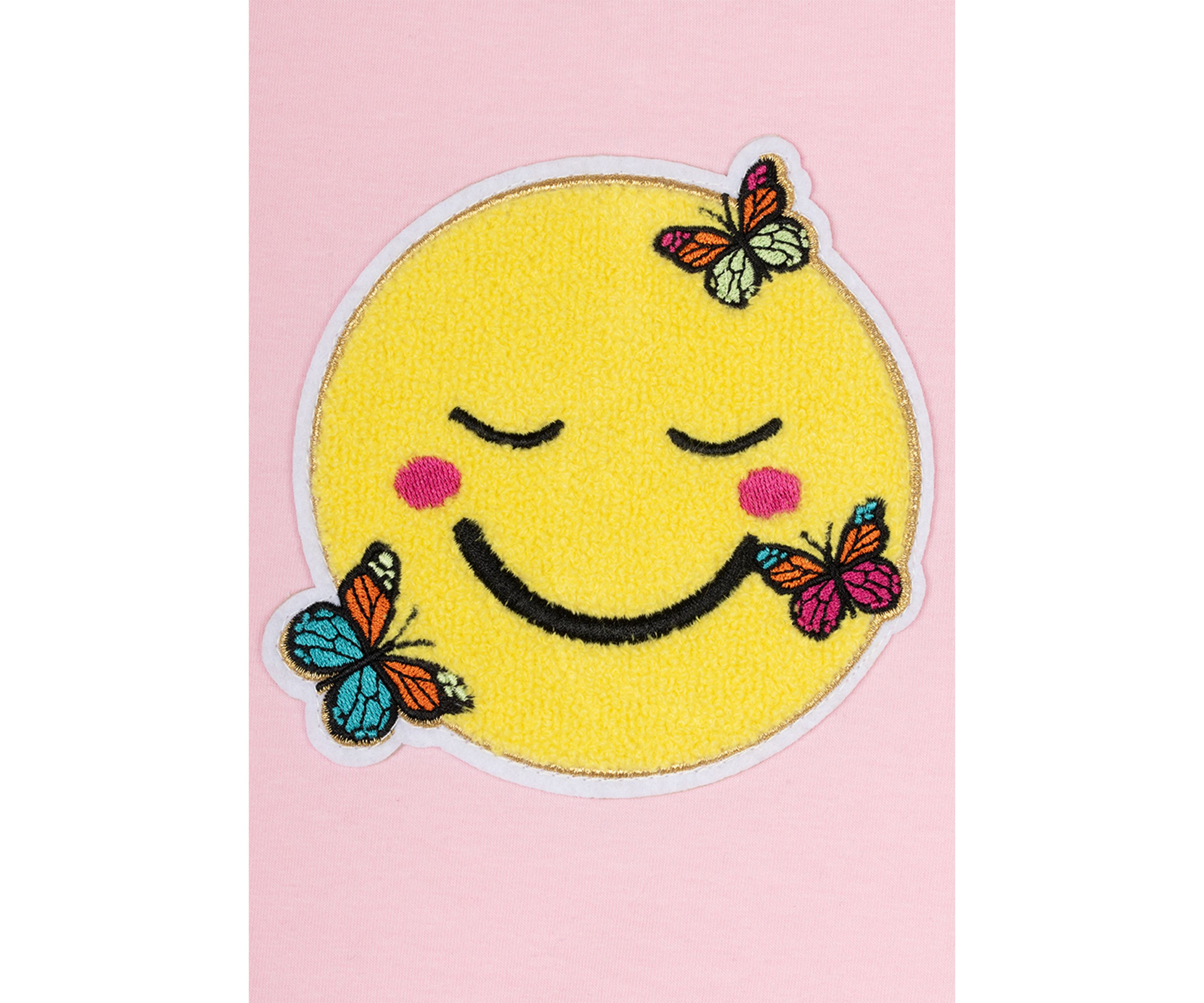 Girls 4-6x Knit Smiley Graphic Appliqué Top with Denim Pants Set