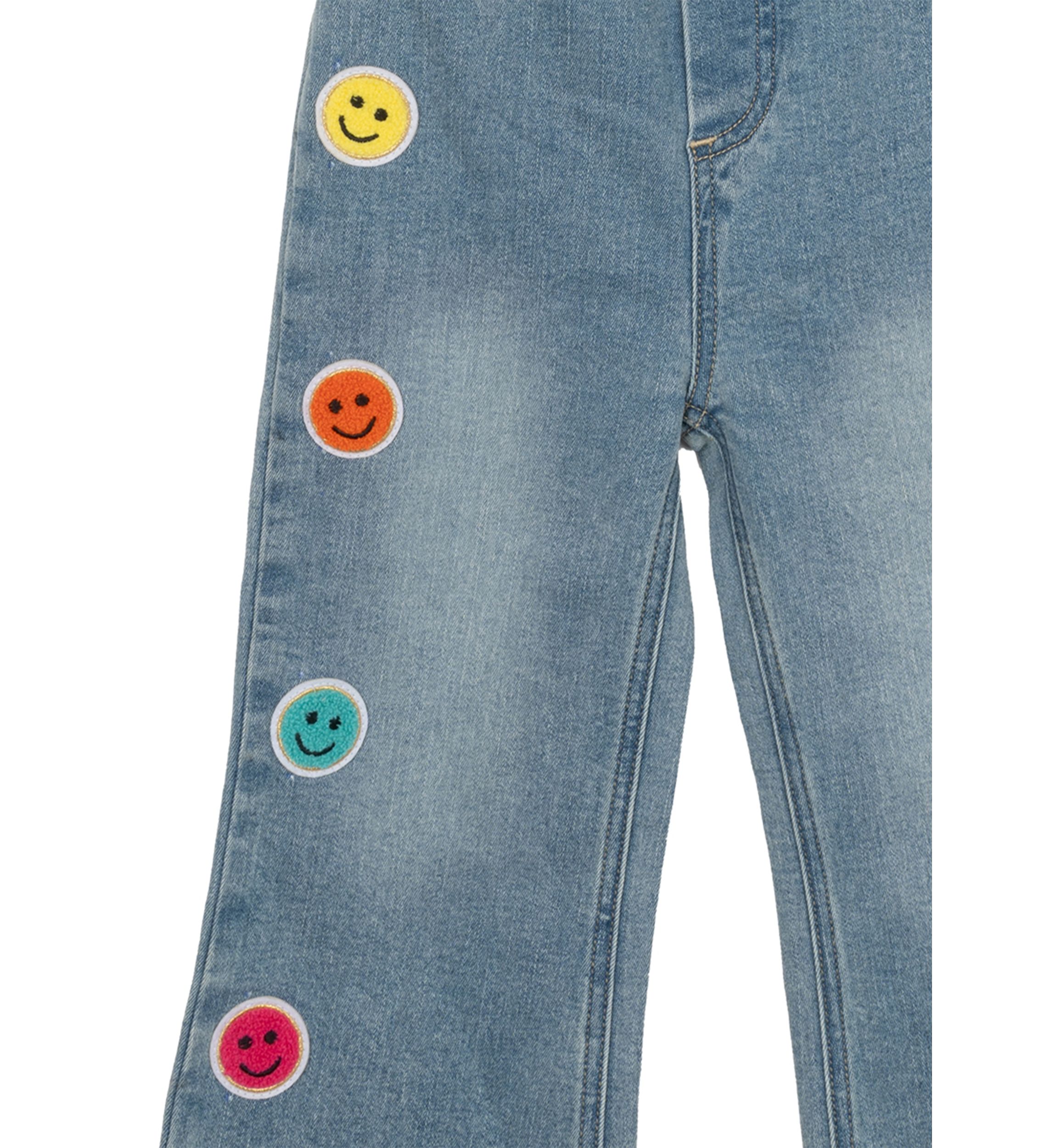 Girls 4-6x Knit Smiley Graphic Appliqué Top with Denim Pants Set