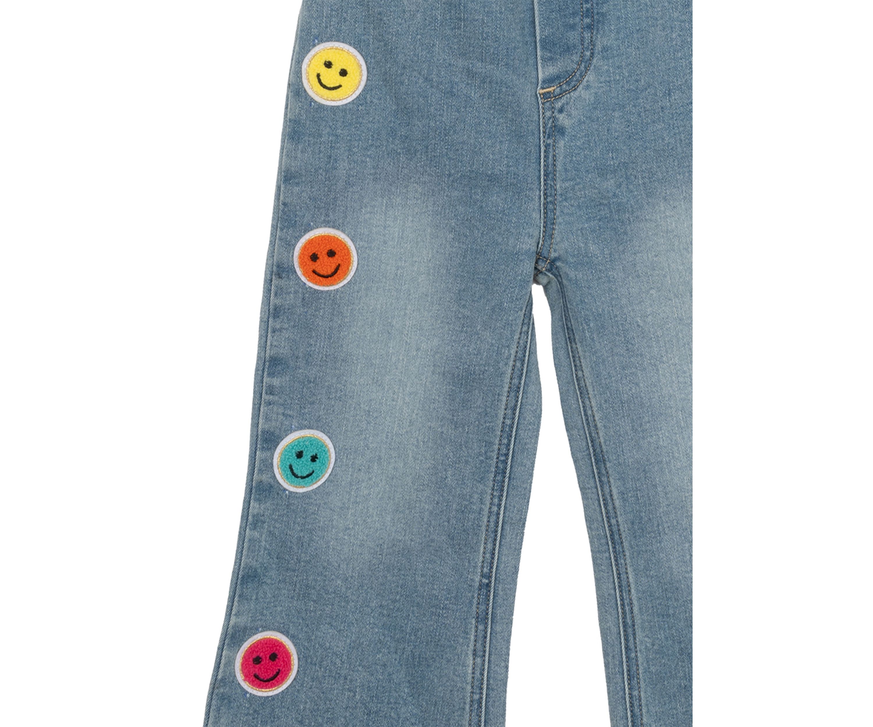 Girls 4-6x Knit Smiley Graphic Appliqué Top with Denim Pants Set
