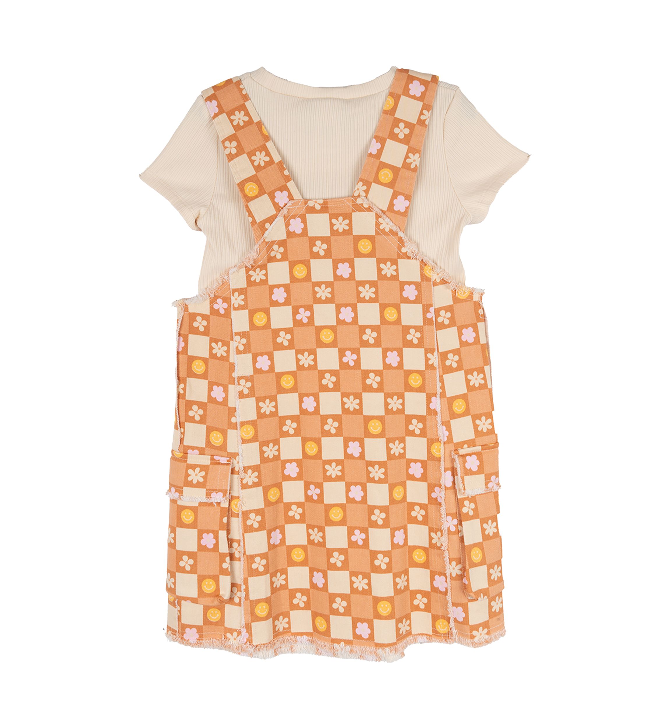 Gils 4-6x Twill Smiley Face Printed Jumper Dress Set