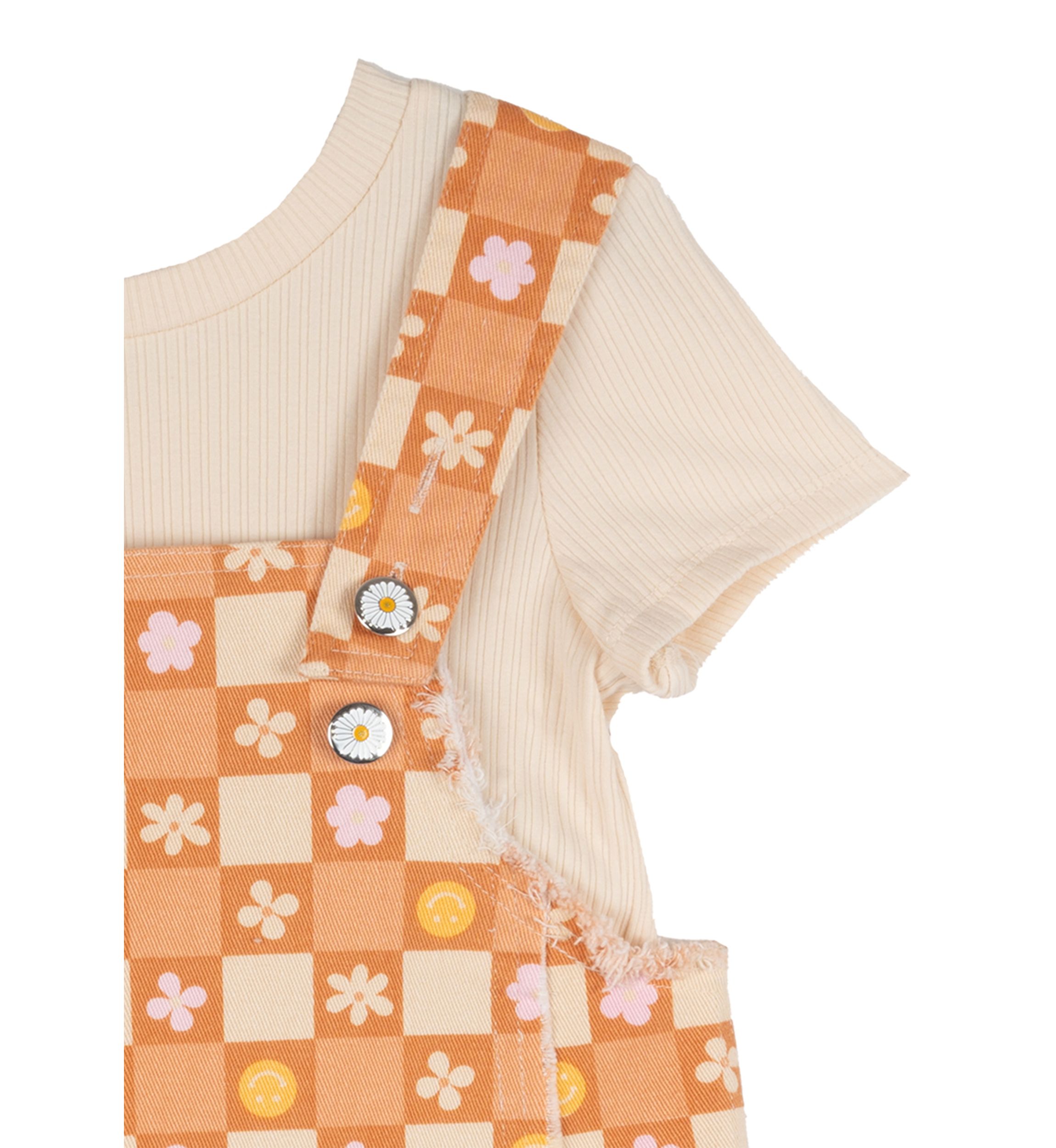 Gils 4-6x Twill Smiley Face Printed Jumper Dress Set