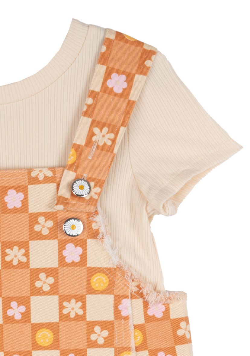 Gils 4-6x Twill Smiley Face Printed Jumper Dress Set