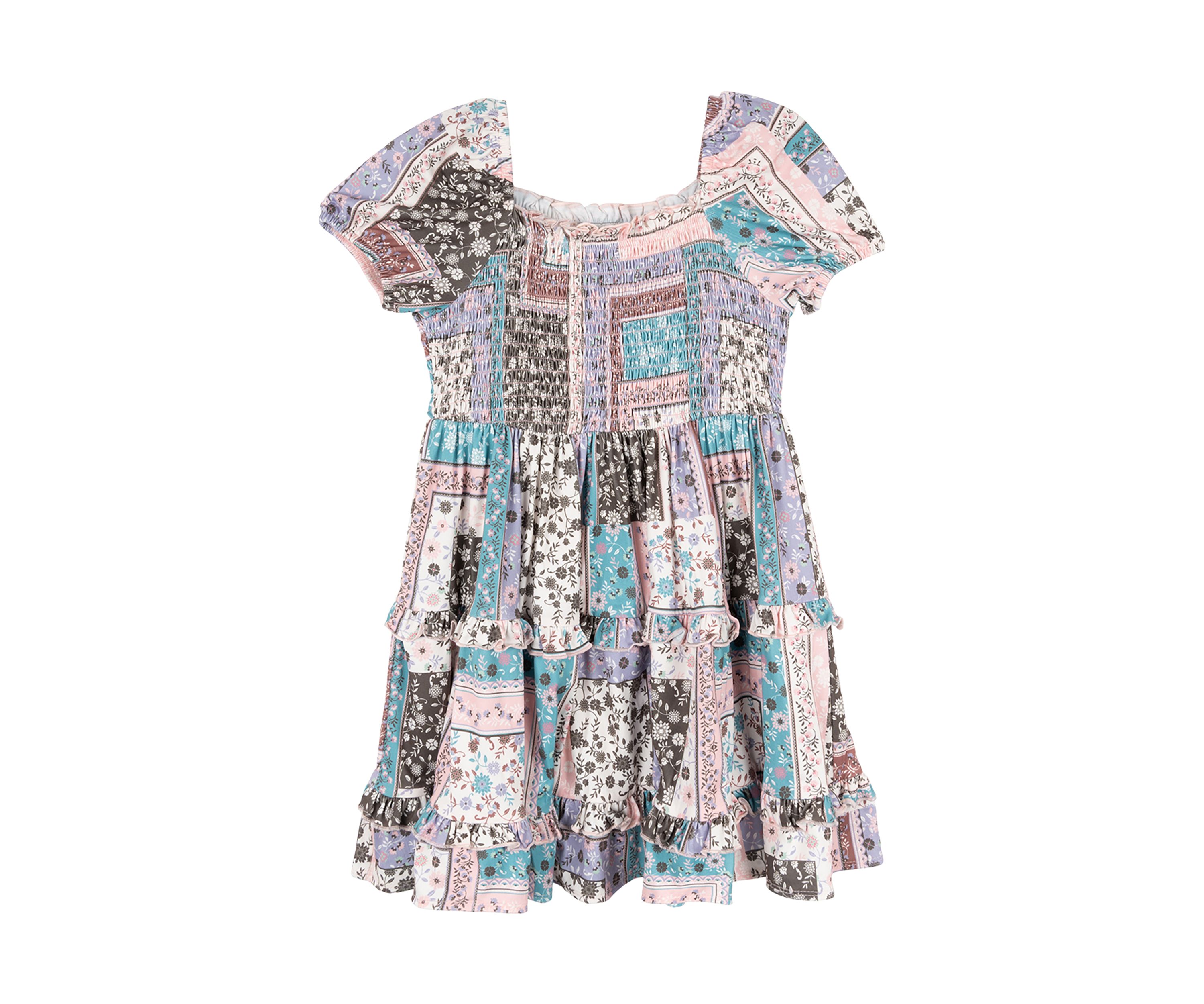 Girls 4-6x Patchwork Printed Dress