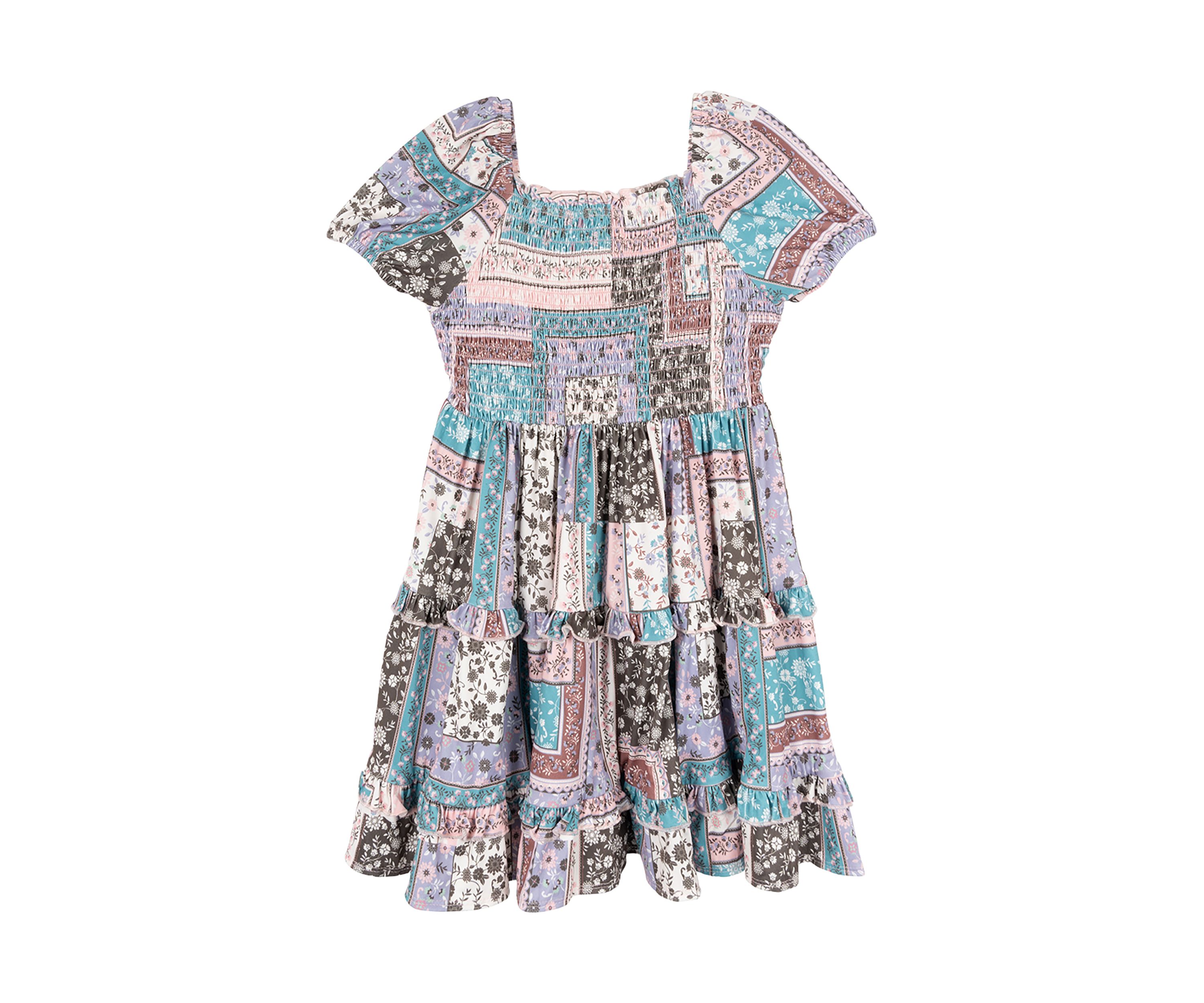 Girls 4-6x Patchwork Printed Dress