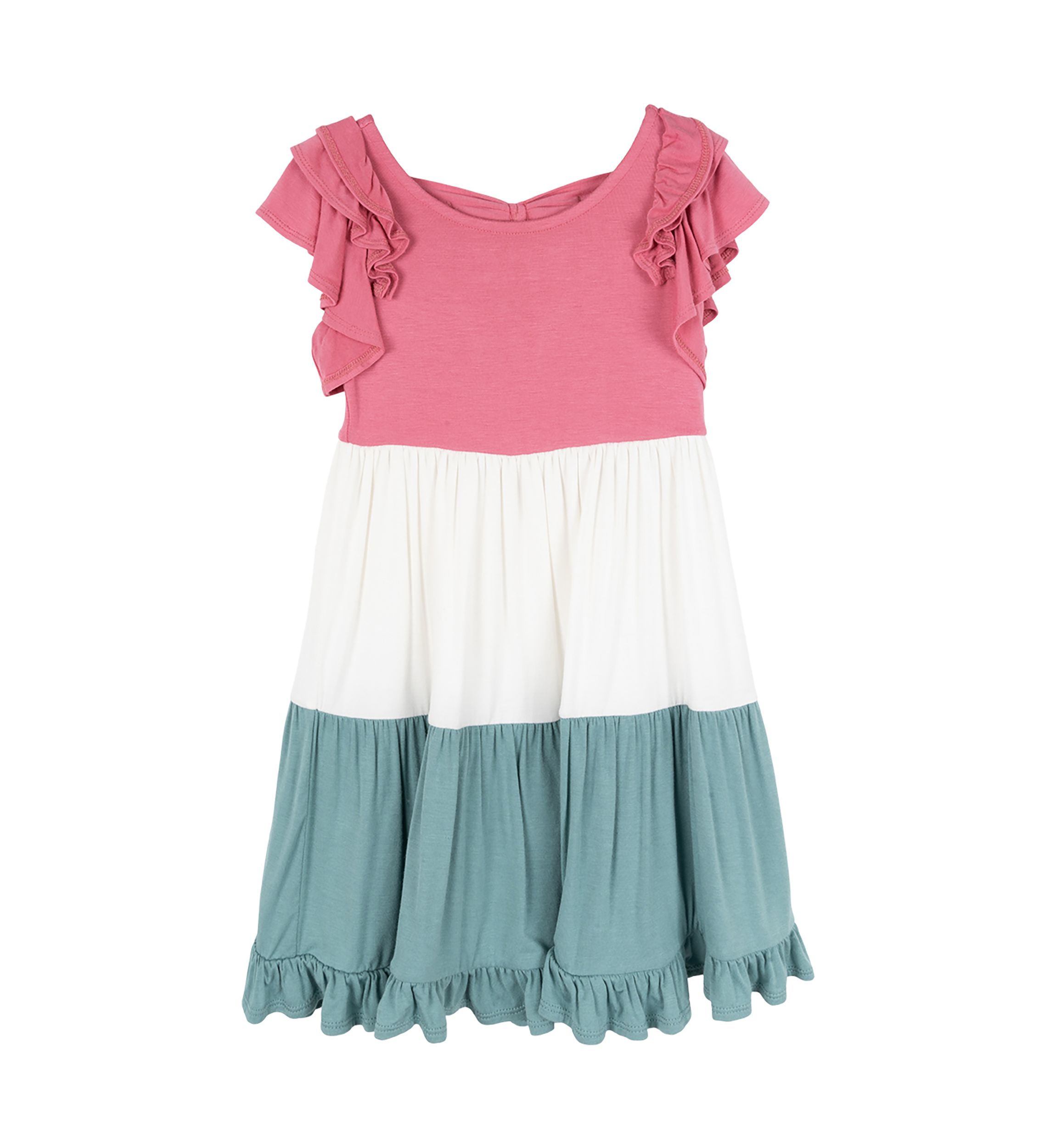 Girls 4-6x Color Blocked Ruffle Dress