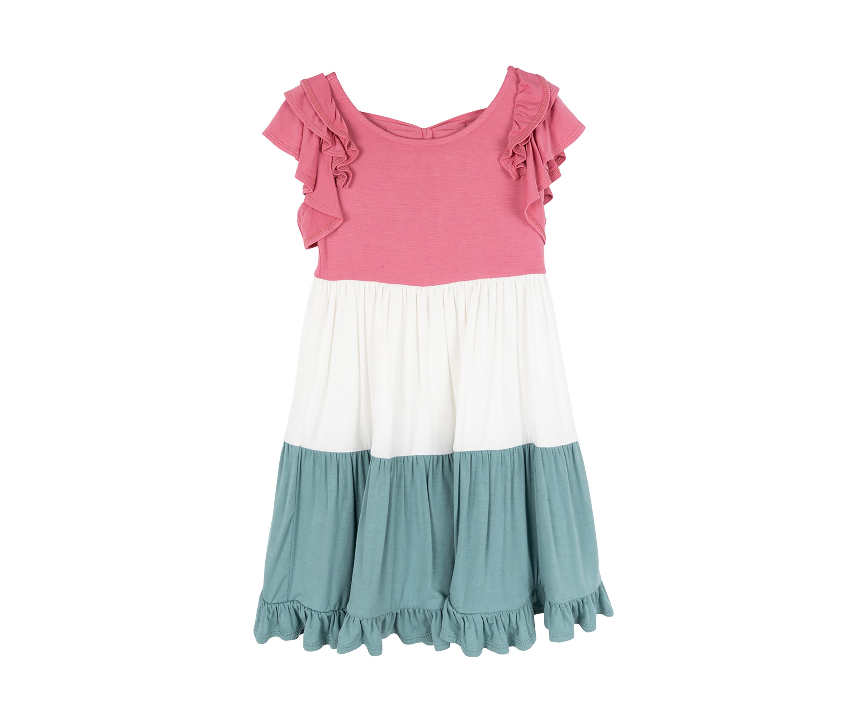Girls 4-6x Color Blocked Ruffle Dress