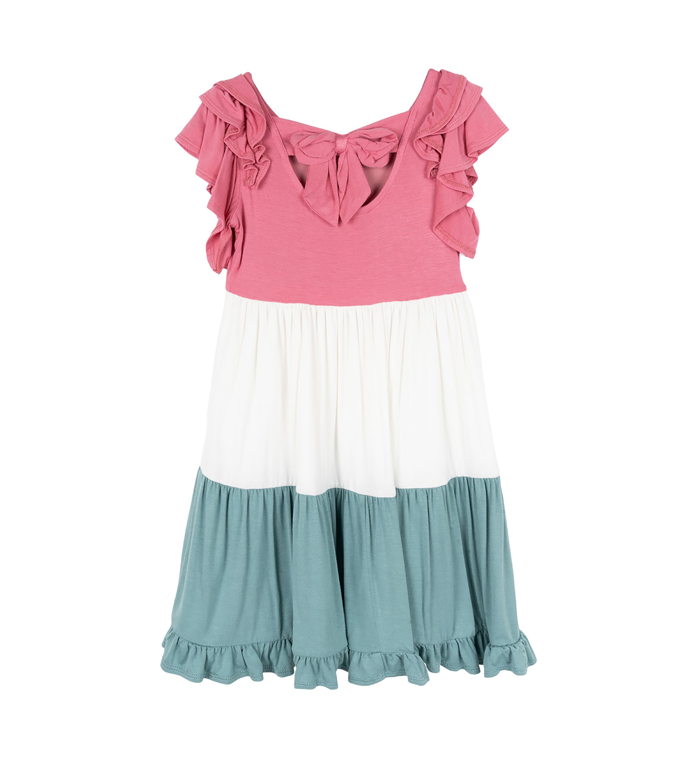 Girls 4-6x Color Blocked Ruffle Dress
