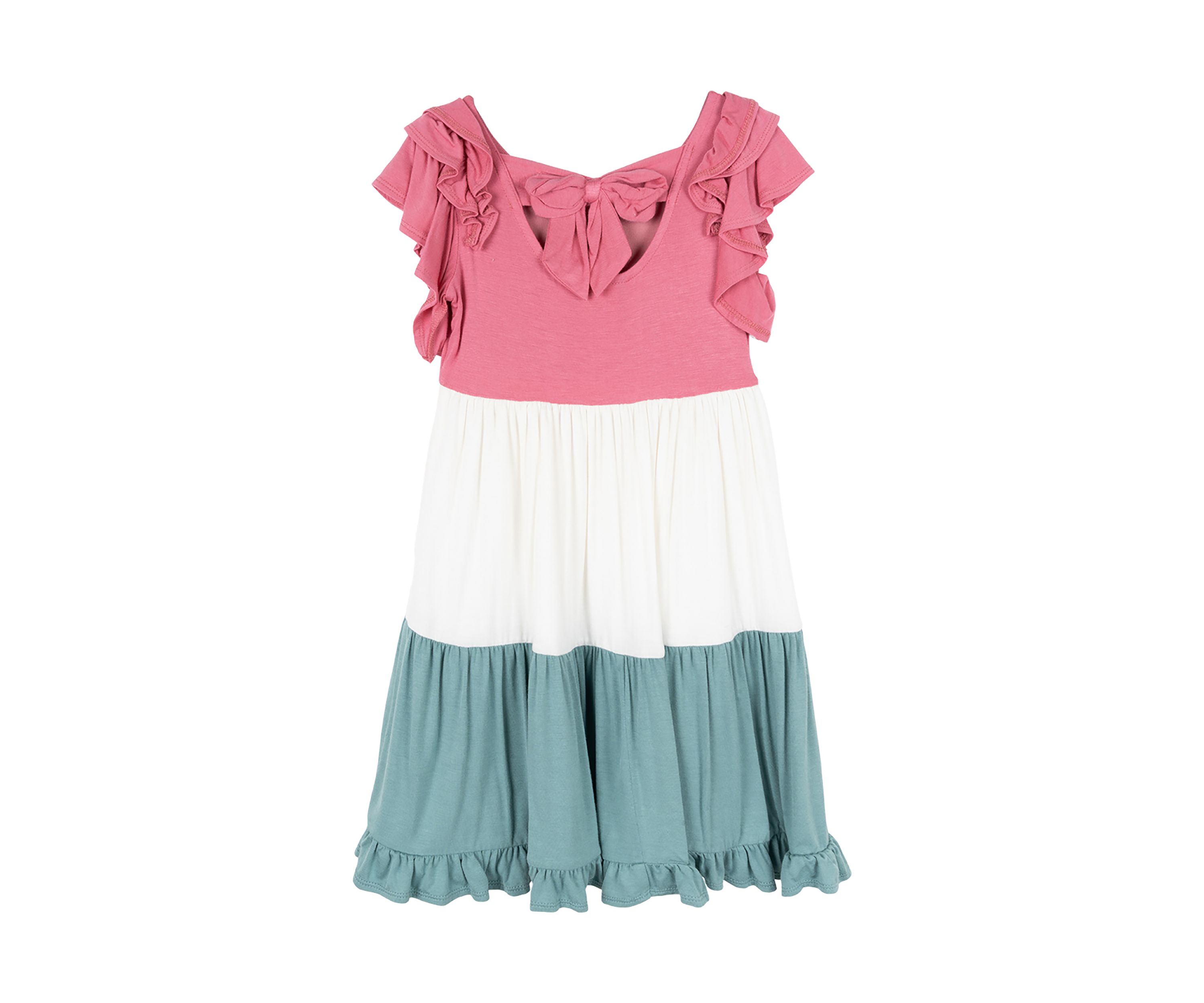Girls 4-6x Color Blocked Ruffle Dress