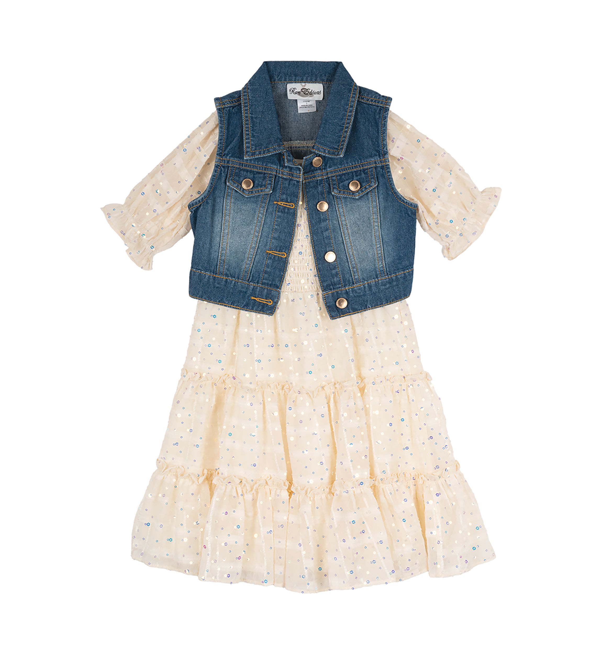 Girls 4-6x Denim Vest and Dress Set