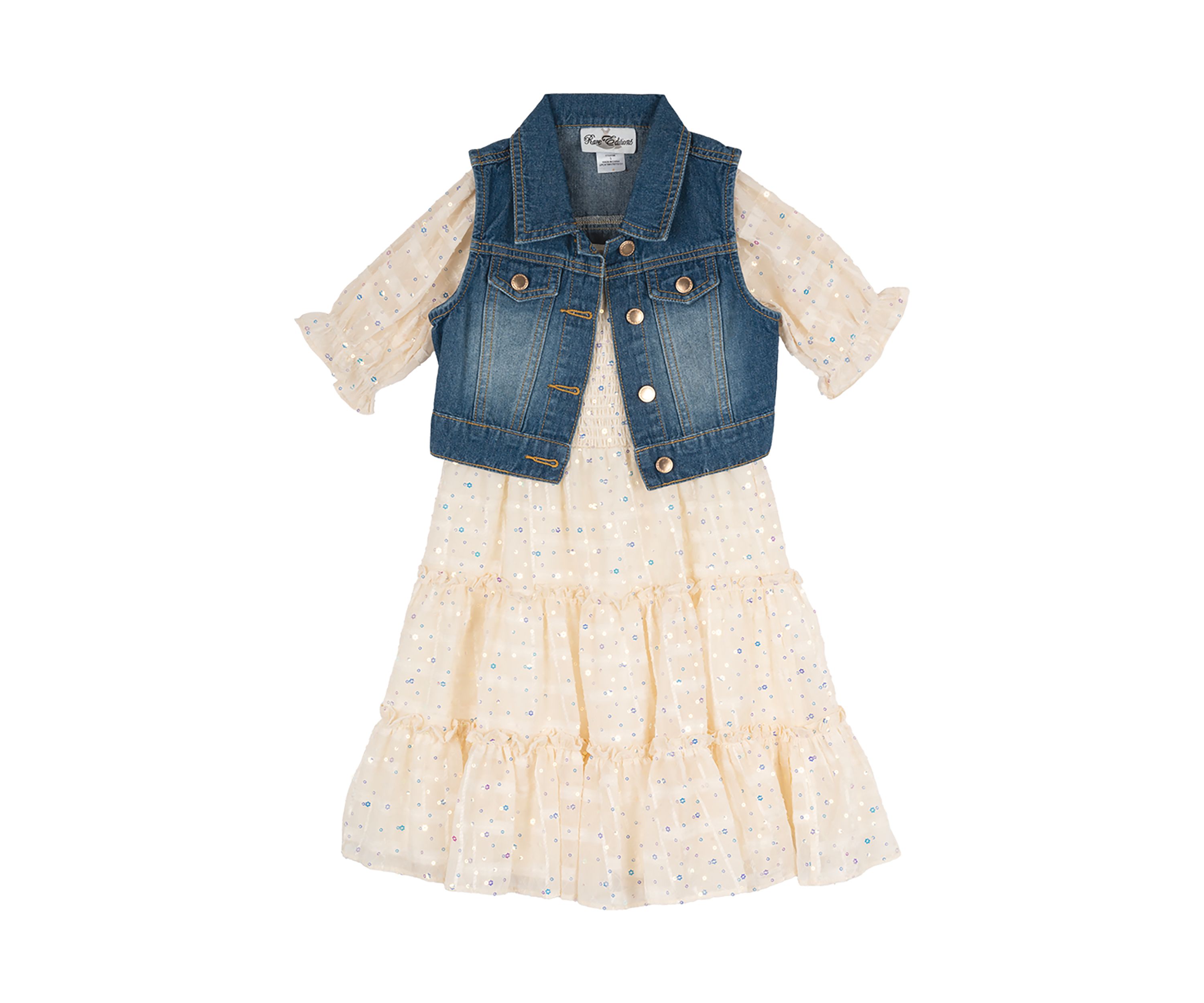 Girls 4-6x Denim Vest and Dress Set