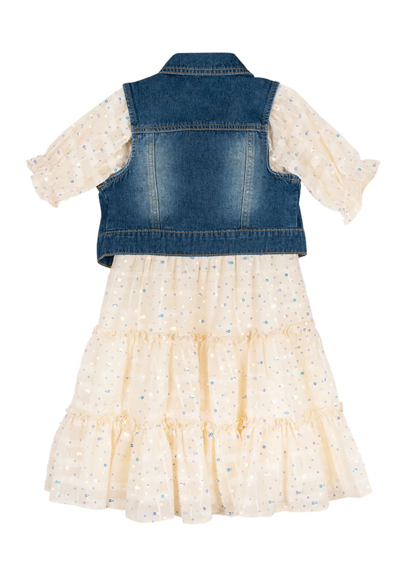 Girls 4-6x Denim Vest and Dress Set