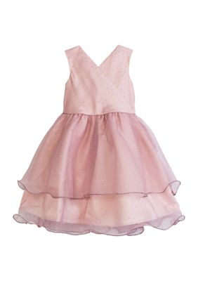 Girls 4-6x Studed Organza Overlapped Dress